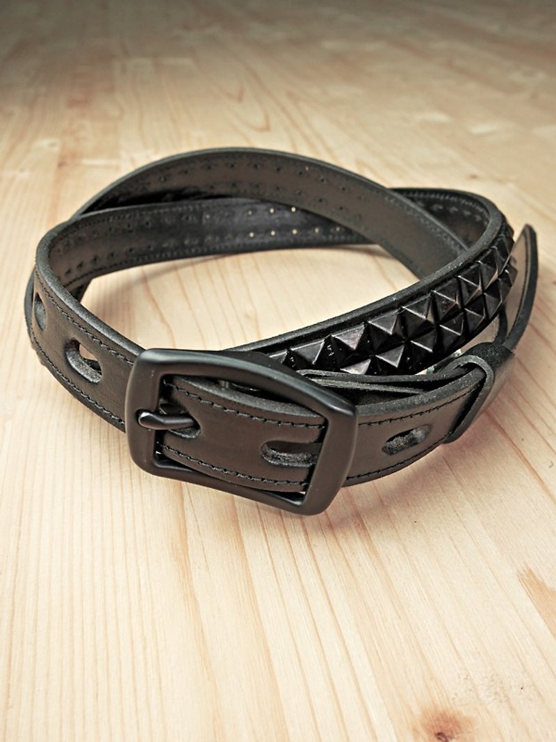 Genuine Leather Belts - Chainloop self-made narrow leather belt with rivets in custom sizes