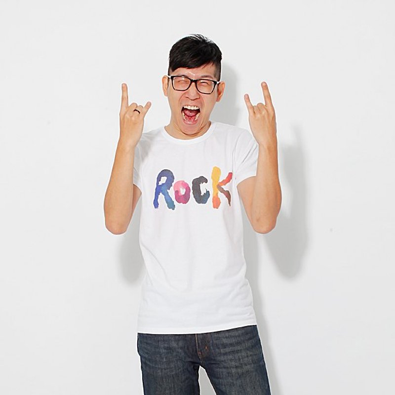ROCK夏日搖滾 蜜桃棉 男T - 男 T 恤 - 棉．麻 白色