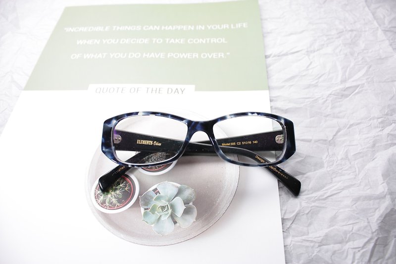 ELEMENTS eyewear 藍玳瑁色方形眼鏡框日本手造 - 眼鏡/眼鏡框 - 其他材質 藍色