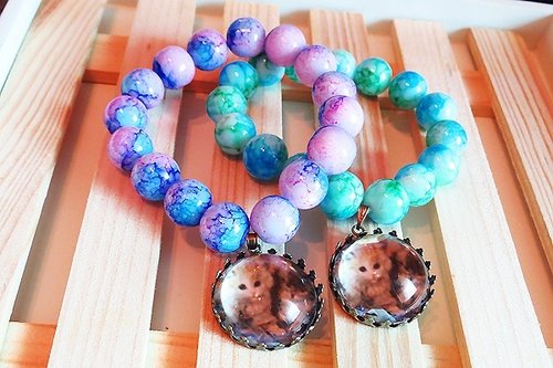 {卡蘿妃手創森林} {彩墨球貓咪} 手環飾品