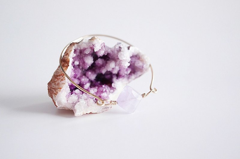 【14KGF】Wire Bangle, Gemstone,Lavender Amethyst - Bracelets - Gemstone Purple