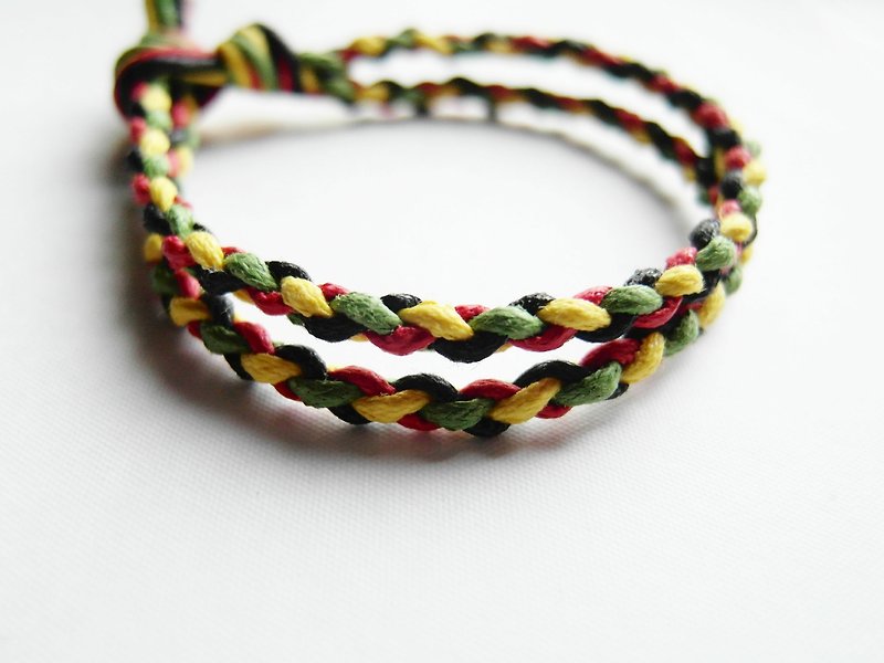 Reggae / hand-woven anklet - Bracelets - Other Materials Black