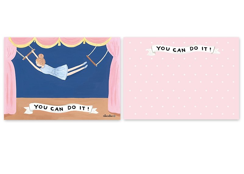 あなたはそれをすることができます！イラストポストカード/カード - カード・はがき - 紙 ピンク