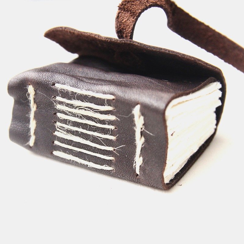 Mini Handmade Leather Journal w/ Amalfi Paper (style A)-Manufactus - Notebooks & Journals - Genuine Leather Brown