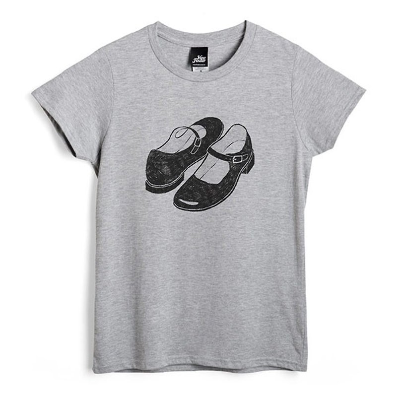 Mary Jane Shoes - Deep Heather Grey - Women's T-Shirt - เสื้อยืดผู้หญิง - ผ้าฝ้าย/ผ้าลินิน สีเทา