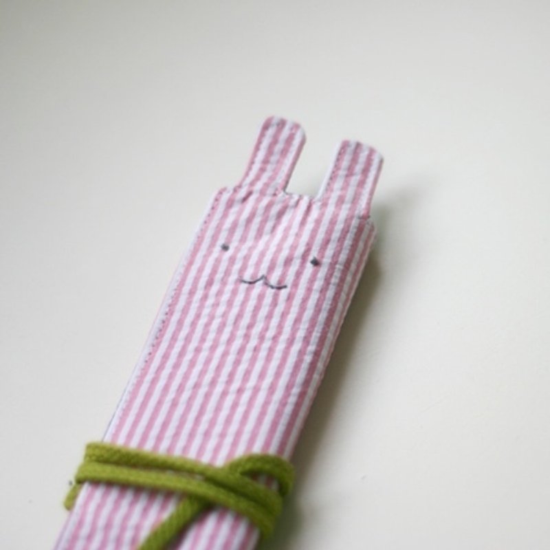 hairmo。微笑兔隨身筷套-粉條 - 筷子/筷架 - 其他材質 粉紅色
