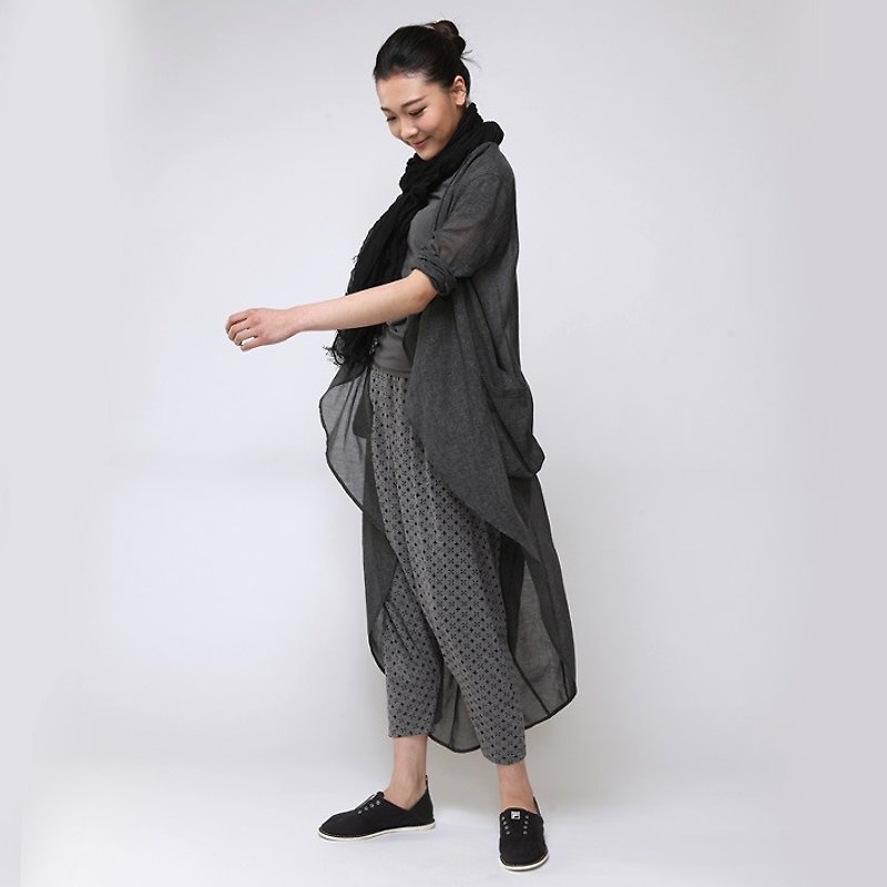 BUFU 3D cut long cardigan   SH150304 - Women's Tops - Cotton & Hemp Gray