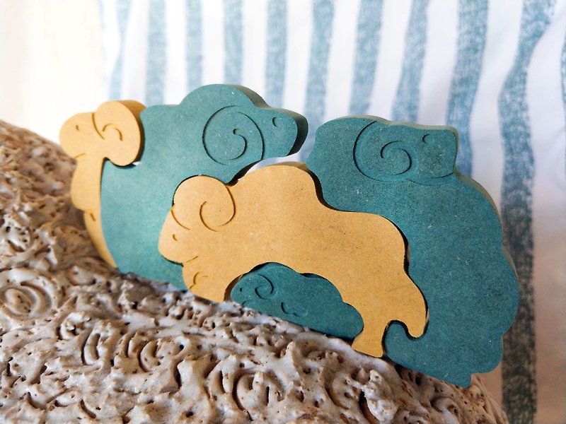 【赤ちゃんのおもちゃ】眠い羊と羊 環境保護パズル 木製パズル - 知育玩具・ぬいぐるみ - 木製 ブラウン