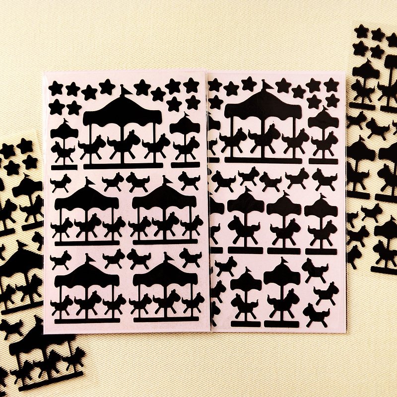 Carousel Stickers (2 Pieces Set) - Stickers - Waterproof Material Black