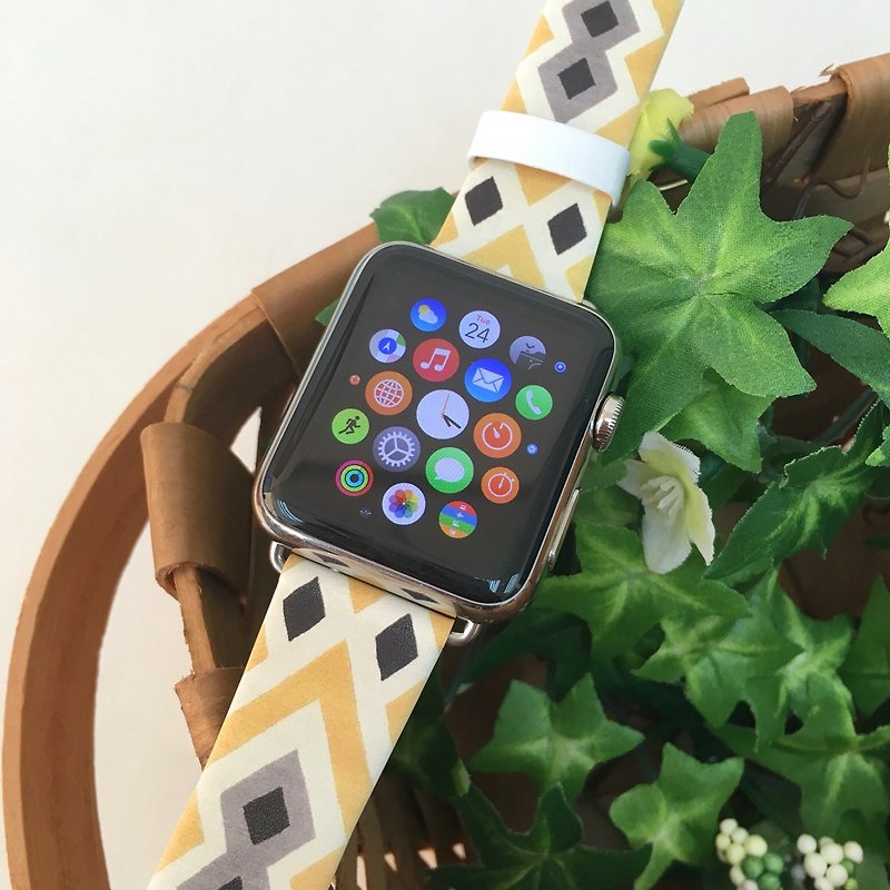 Apple Watch Series 1 ～ 5 用のレザー時計バンドにヴィンテージの部族パターンを印刷 - 腕時計ベルト - 革 