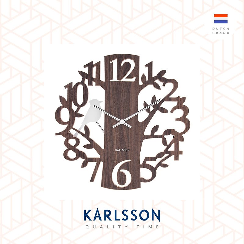 Karlsson, Wall clock woodpecker MDF brown (Pendulum) - Clocks - Wood Brown
