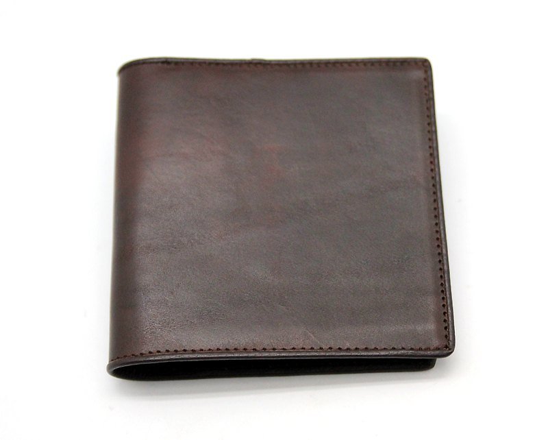 Classic men's two-fold side clip (umber) / wallet / short clip - Wallets - Genuine Leather Brown