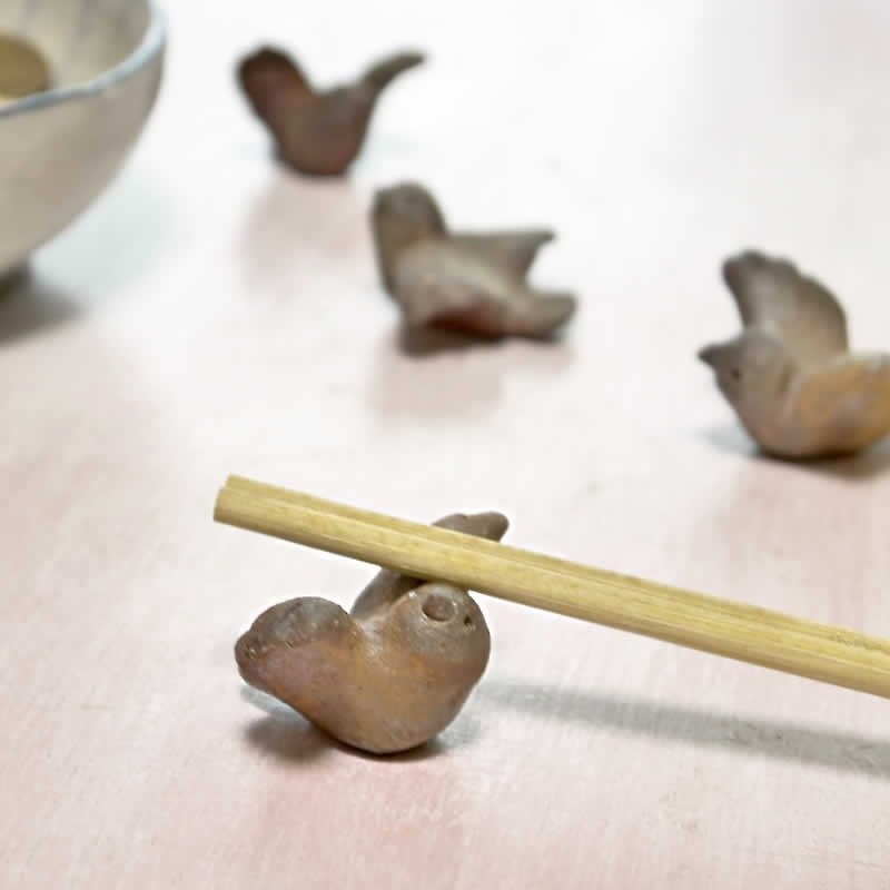 陶器のことりの箸置き　1個 - 筷子/筷子架 - 其他材質 咖啡色