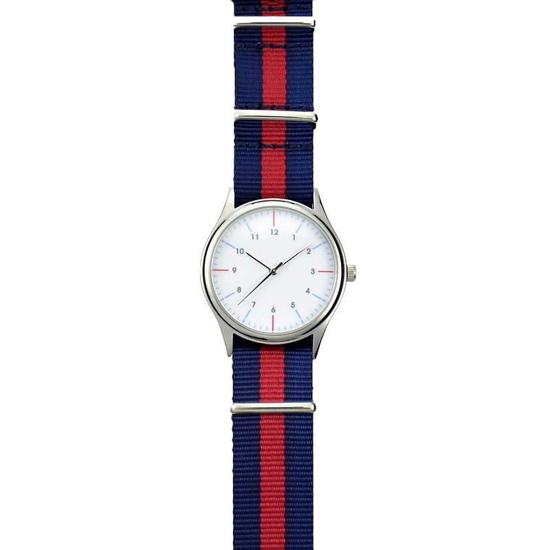 簡約手錶(雙色條紋) 雙色尼龍帶 - 男女合用 - 免運 - 男錶/中性錶 - 其他金屬 多色