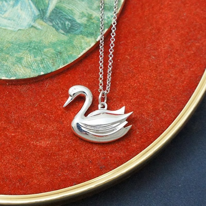 スワンの純銀製のネックレス（28インチ） - ネックレス - 金属 