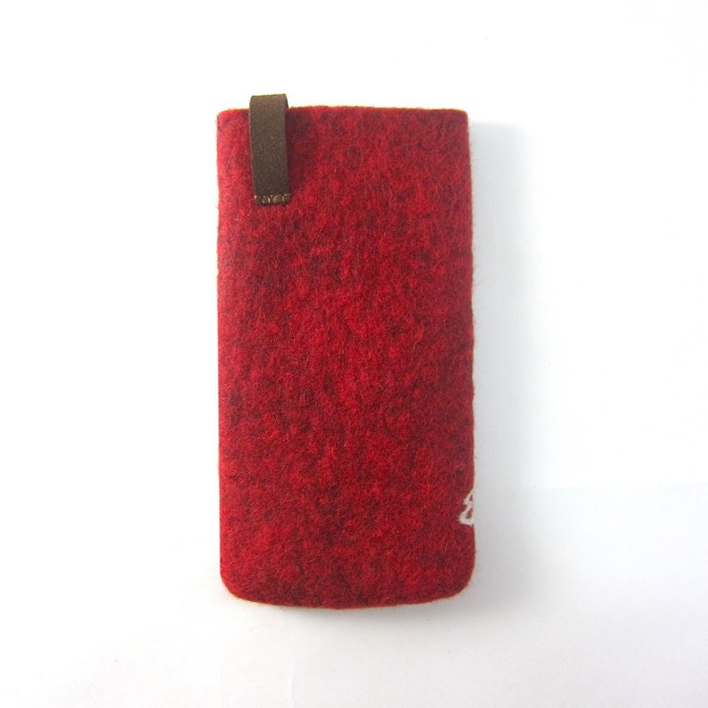 I Handmade wool felt mobile phone case-F. Strawberry I carefully selected wool. Handmade. shockproof - เคส/ซองมือถือ - ขนแกะ สีแดง
