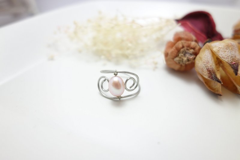 Ring. Hand-wound pearl stainless steel ring - General Rings - Other Metals 