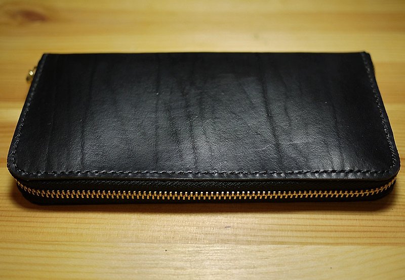 Kojima Hand zipper long clip Leather Zip Around Wallet - Yayoi Ku ordered - กระเป๋าสตางค์ - หนังแท้ สีดำ