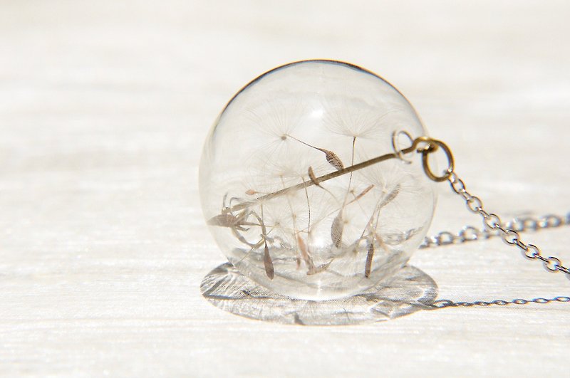 玻璃 項鍊 白色 - / 森林女孩 / 英式透明系玻璃球項鍊 -蒲公英森林
