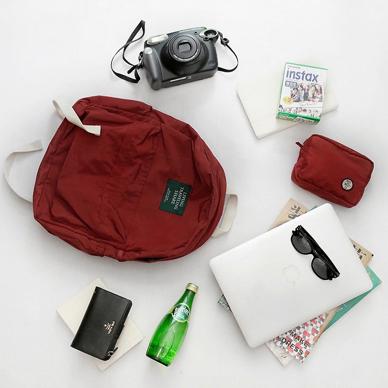 ntmy. Seasons lightweight shoulder bag backpack after traveling red wine - กระเป๋าเป้สะพายหลัง - วัสดุอื่นๆ สีแดง
