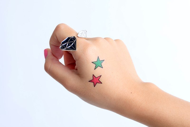 Surprise Tattoos / Radiant Star 光芒之星 刺青 紋身貼紙 - Temporary Tattoos - Paper Red