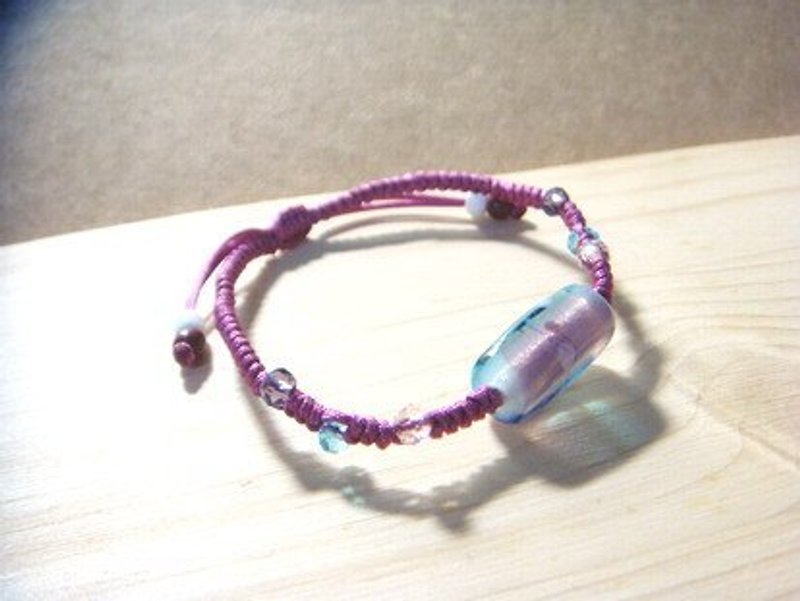 柚子林手工琉璃 - 招吉避邪 之 雙色琉璃手環(淺藍紫) - 手鍊/手鐲 - 玻璃 紫色