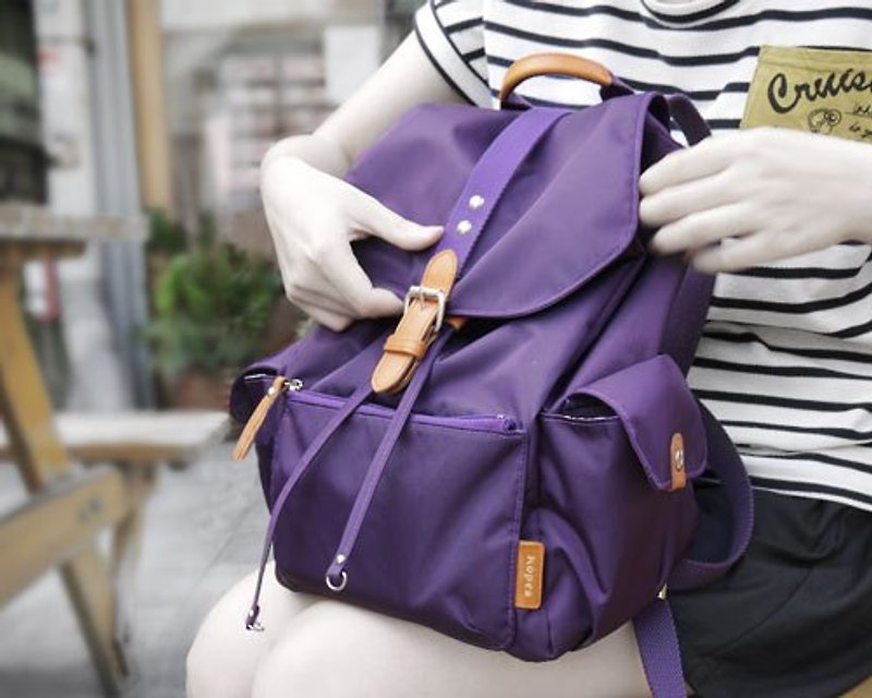 KOPER【輕甜焦糖】Lovely後背包/尼龍-幻想紫 - กระเป๋าเป้สะพายหลัง - วัสดุอื่นๆ สีม่วง