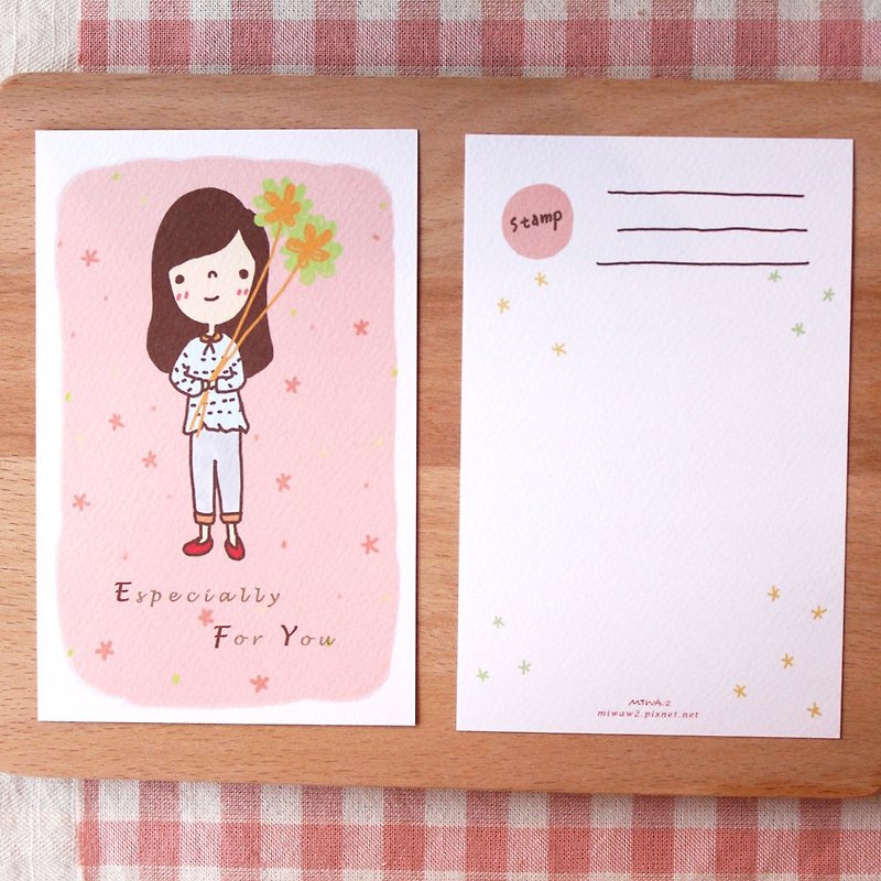 明信片-送你一束花 - 心意卡/卡片 - 紙 粉紅色