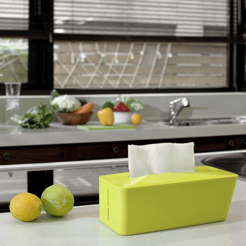 Tissue. Know Automatic Bouncing Tray Lime Yellow - กล่องทิชชู่ - พลาสติก สีเหลือง