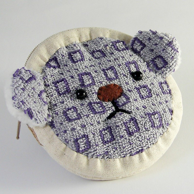 Cheerful terry cloth bear zipper coin purse purple - Coin Purses - Other Materials Purple