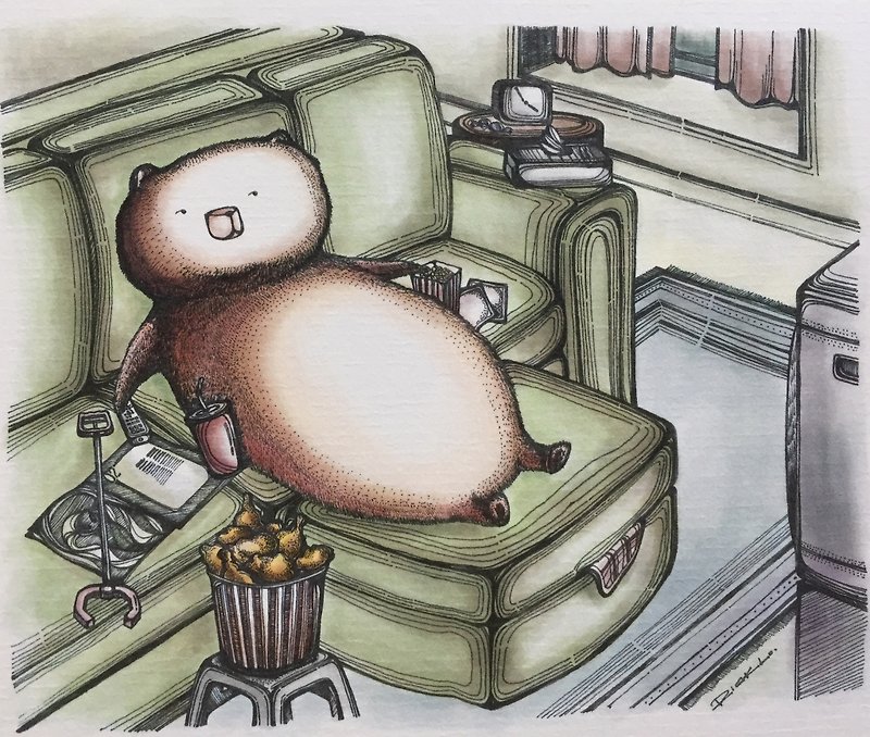 Lazy Afternoon Bear - artwork available in Postcard - การ์ด/โปสการ์ด - กระดาษ 