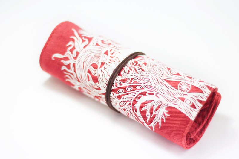 Cotton & Hemp Pencil Cases Red - House red pen - handle spring rolls type / reel Pencil