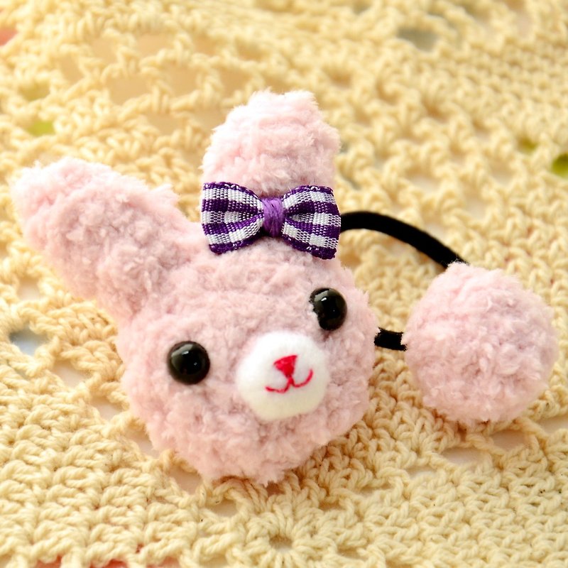 毛線編織軟綿綿髮束 － 小兔 - 髮夾/髮飾 - 其他材質 粉紅色