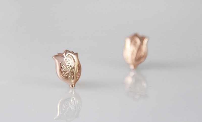 Tulip Earrings-Rose Gold - ต่างหู - เงิน สีเงิน