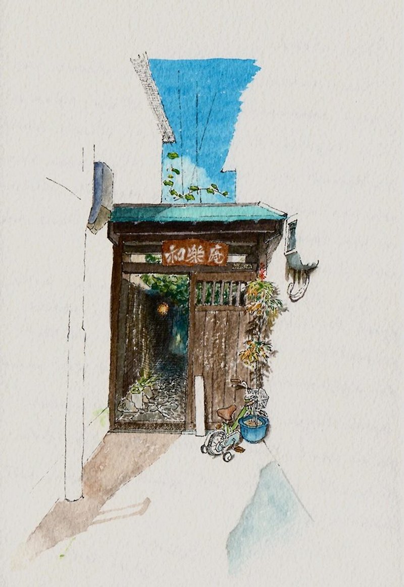 Hand-painted tourist postcards (Japan, Kyoto) Pack (4 pieces) - การ์ด/โปสการ์ด - กระดาษ ขาว