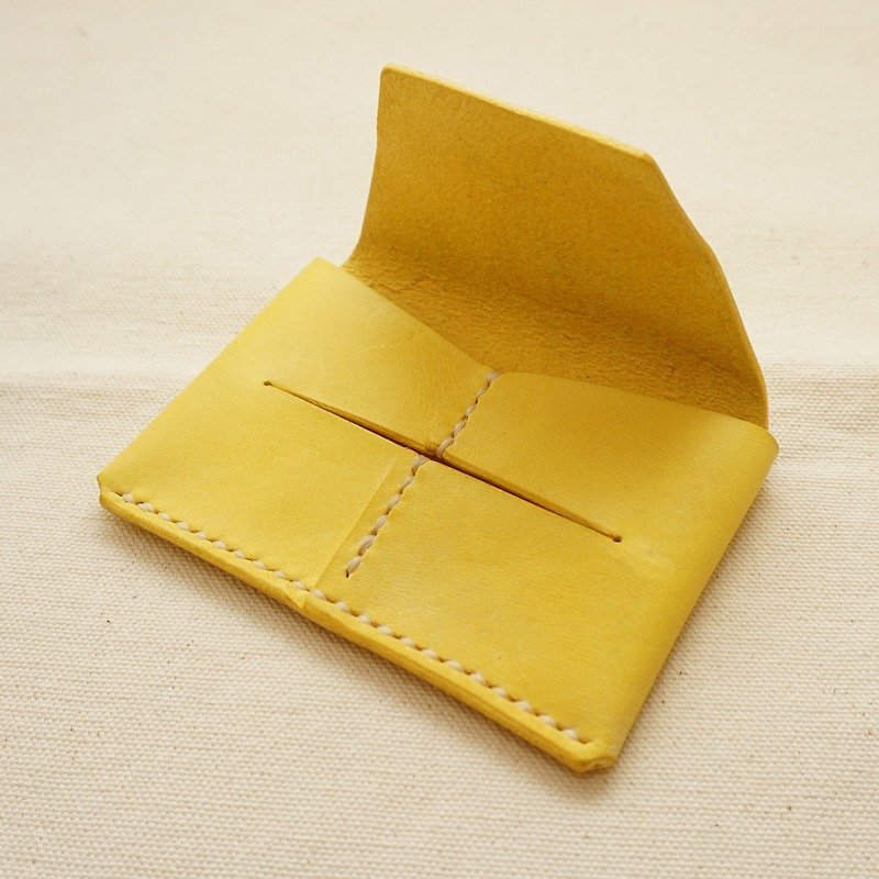 (Fu Lipin) Hello Hello business card holder - leather vegetable tanned leather - lemon - Card Stands - Genuine Leather Yellow
