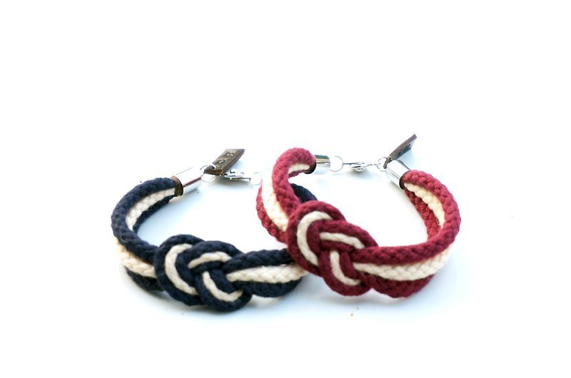 Sailor knot hand with a couple of small version of the original design by Captain Ryan - Sailor's Knot Bracelet - Valentine Edition by Captain Ryan (Set of Two) - Bracelets - Other Materials Multicolor