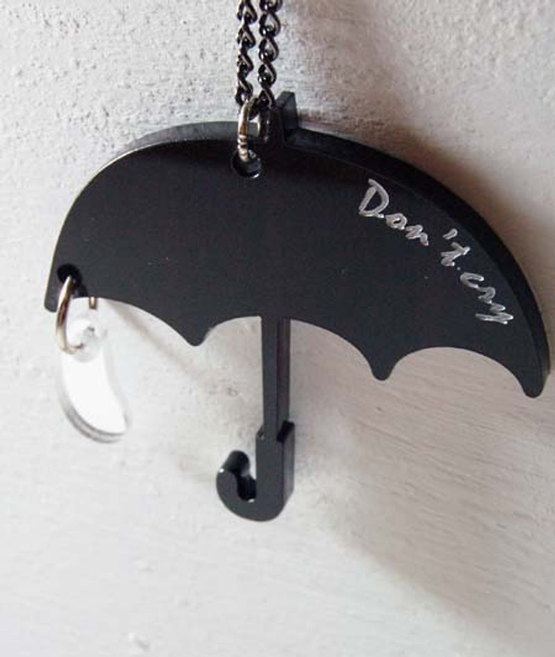 Don't cry! Have me!!/Umbrella+Raindrops/ Acrylic Necklace - Necklaces - Acrylic Black