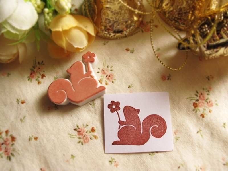 Apu handmade chapter cute squirrel shadow stamp type B hand account stamp - ตราปั๊ม/สแตมป์/หมึก - ยาง 
