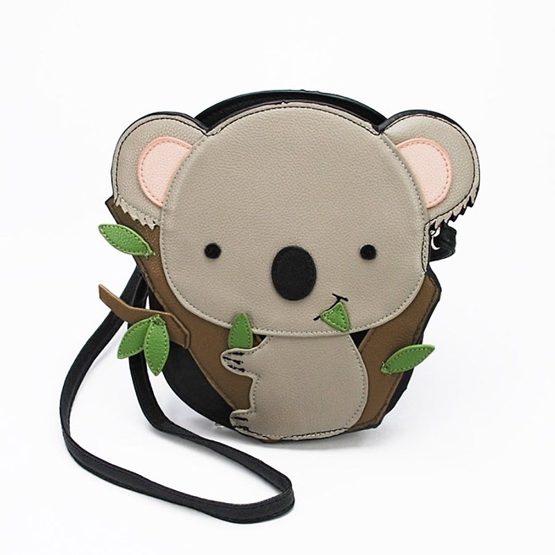 Sleepyville Critters - Cute Baby Koala Bear Shoudler Crossbody Bag - Messenger Bags & Sling Bags - Faux Leather Gray
