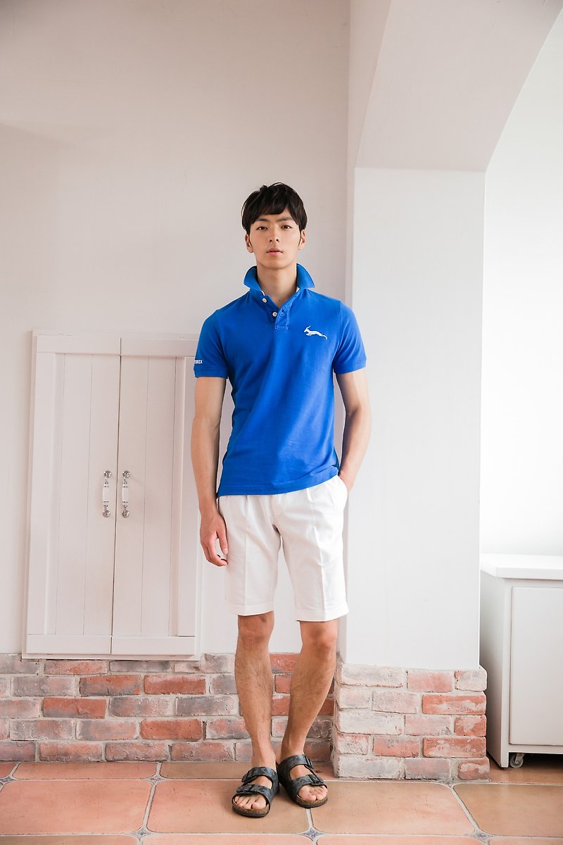 Pure Cotton Mesh Polo Shirt Royal Blue Classic - เสื้อยืดผู้ชาย - ผ้าฝ้าย/ผ้าลินิน สีน้ำเงิน