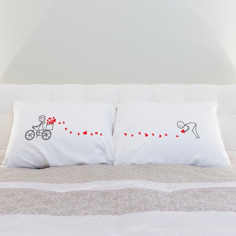 Joy Ride Boy Meets Girl couple pillowcase by Human Touch - Pillows & Cushions - Cotton & Hemp White