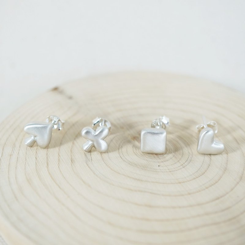 Matte Playing Cards Sterling Silver Earrings - Earrings & Clip-ons - Sterling Silver Silver
