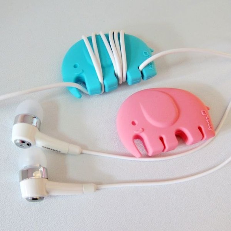 [Kedo roll elephant] Elephant-shaped earphone cable reel/hub/reel - Other - Silicone Pink