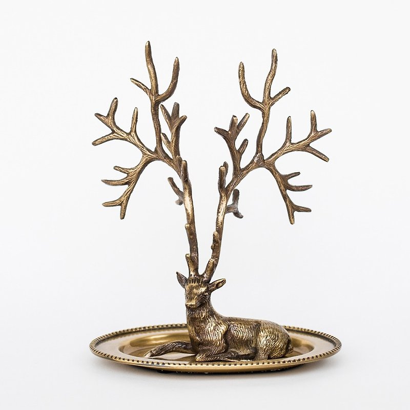 OOPSY Life - horned deer jewelry metal plate - RJB - ของวางตกแต่ง - โลหะ สีนำ้ตาล