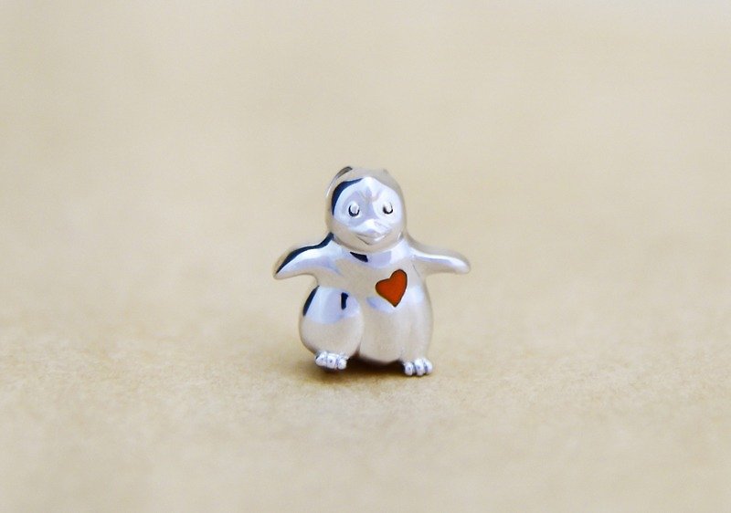 Baby Penguin (Orange Heart) Necklace - Necklaces - Other Metals Multicolor