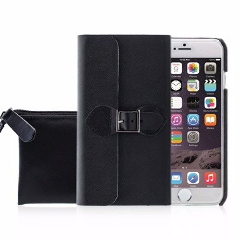 SIMPLE WEAR iPhone 6 / 6S dedicated OSHARE British style Magnetic Leather Case - Black (4716779654486) - Phone Cases - Genuine Leather Black