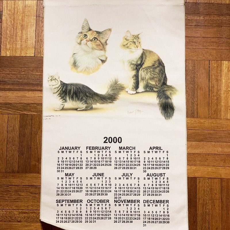 2000 美國早期布面月曆 cat - 壁貼/牆壁裝飾 - 其他材質 白色