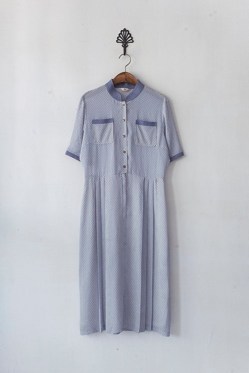Banana Flyin’ ｜日本製 古著 灰白 點點 短袖洋裝 - 連身裙 - 其他材質 