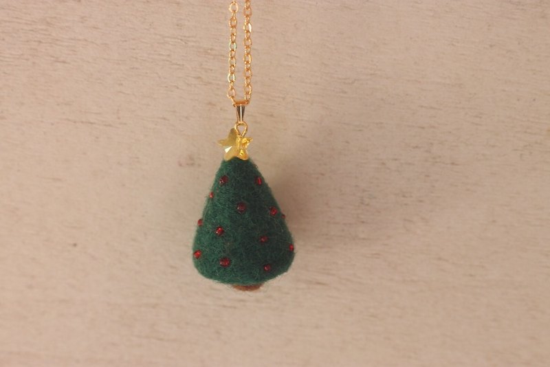 綠色聖誕樹項鍊 聖誕節送禮 交換禮物 最佳選擇 目前有現貨 - 項鍊 - 羊毛 綠色
